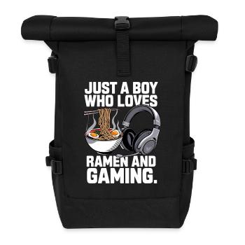 Ramen & Gaming – Parfait pour les joueurs - Sac à dos roll top - noir - Devant