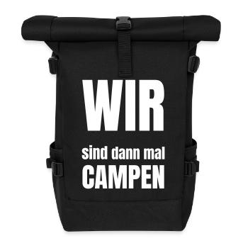 Wir sind dann mal campen - Rolltop Rucksack - Schwarz - Vorne