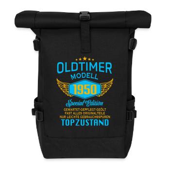 Oldtimer Modell 1950 - Rolltop Rucksack - Schwarz - Vorne