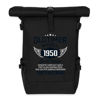 Oldtimer Modell 1950 sw - Rolltop Rucksack - Schwarz - Vorne