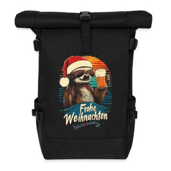 Faultier Weihnachten Bier - Rolltop Rucksack - Schwarz - Vorne