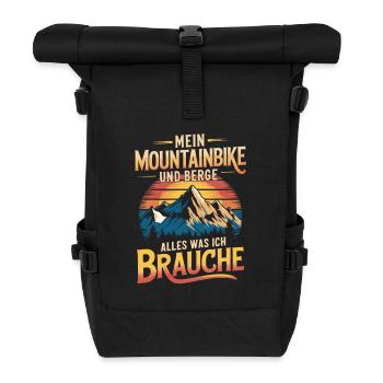 Mountainbike Downhill Berge Vintage Spruch - Rolltop Rucksack - Schwarz - Vorne