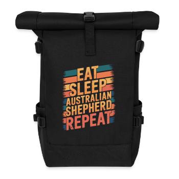 Manger. Dormir. Berger australien. Répéter. - Sac à dos roll top - noir - Devant