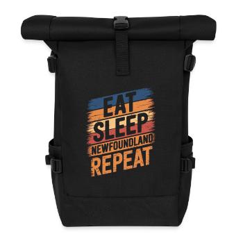 Eat. Sleep. Neufundländer. Repeat. - Rolltop Rucksack - Schwarz - Vorne