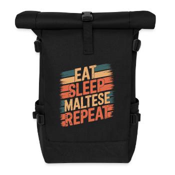 Eat. Sleep. Maltese. Repeat. - Roll Top Backpack - black - Front