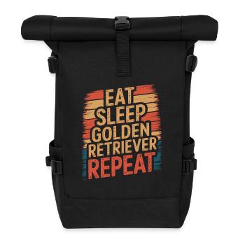 Eat. Sleep. Golden Retriever. Repeat. - Rolltop Rucksack - Schwarz - Vorne