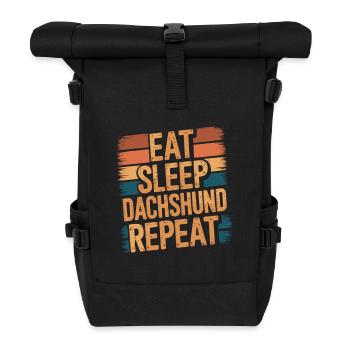 Manger. Dormir. Teckel. Répéter. - Sac à dos roll top - noir - Devant