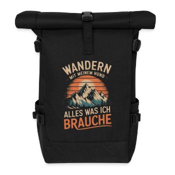 Wandern mit meinem Hund Camping Outdoor - Rolltop Rucksack - Schwarz - Vorne