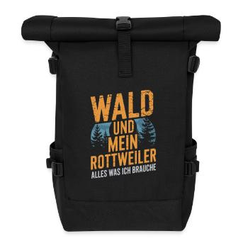 Wald und mein Rottweiler - Rolltop Rucksack - Schwarz - Vorne