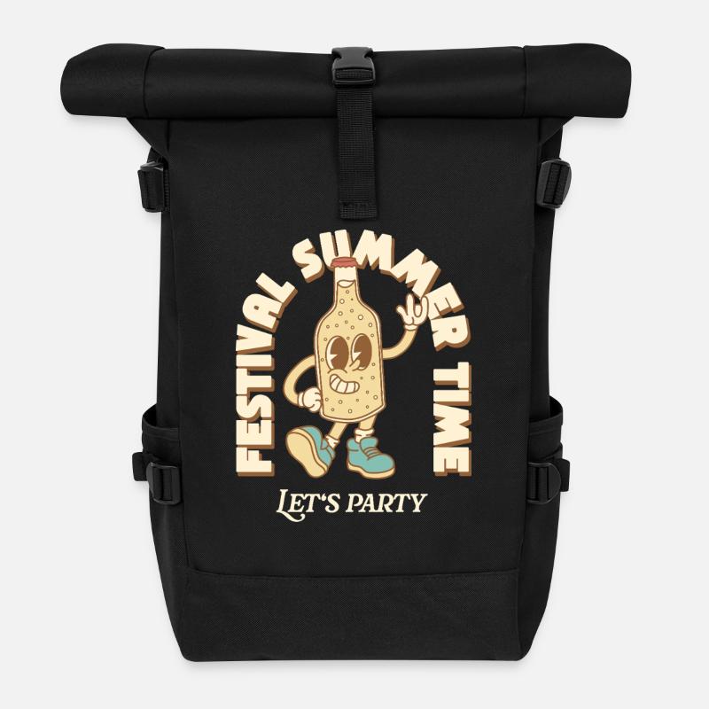 Festival Retro Design - Rolltop Rucksack - Schwarz