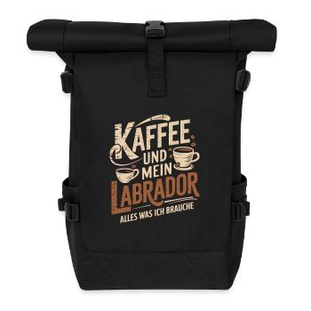 Kaffee und mein Labrador - Rolltop Rucksack - Schwarz - Vorne