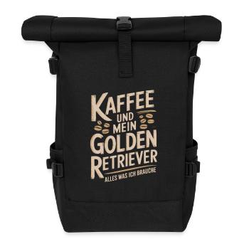 Kaffee und mein Golden Retriever - Rolltop Rucksack - Schwarz - Vorne