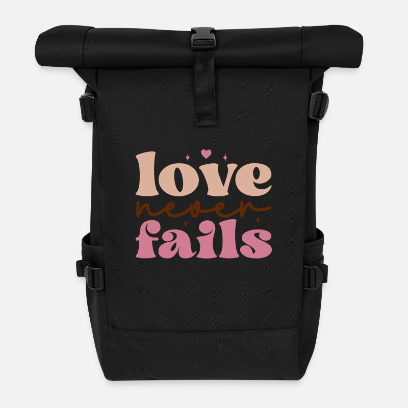 love never fails - Roll Top Backpack - black