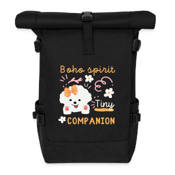 Petit compagnon maltais design rétro - Sac à dos roll top - noir - Devant
