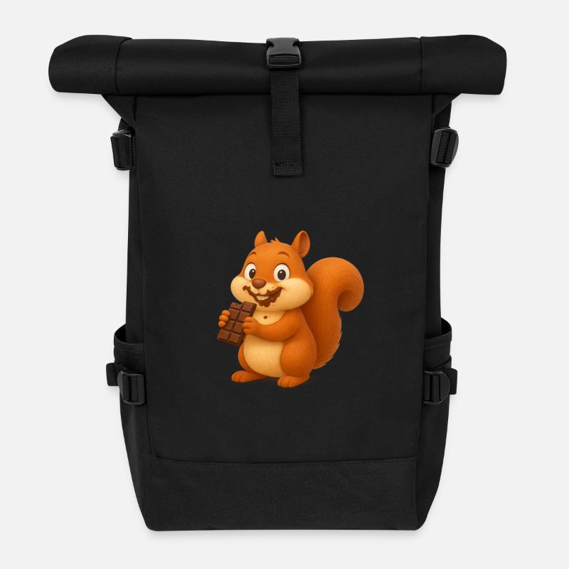 ecureuil et chocolat - Sac à dos roll top - noir