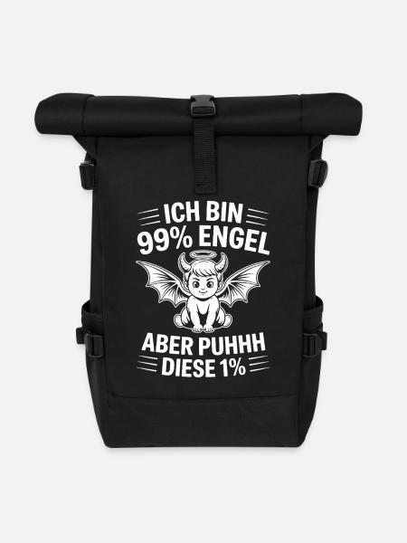Ich bin 99% Engel aber Puhhh diese 1% - Rolltop Rucksack - Schwarz
