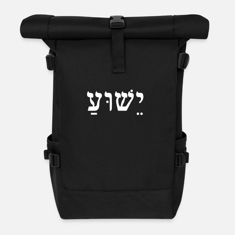 Yeshua / Jesus (White) - Roll Top Backpack - black