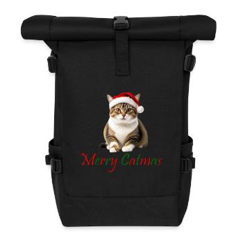 Joyeux Noël Catmas Design avec chat mignon - Sac à dos roll top - noir - Devant
