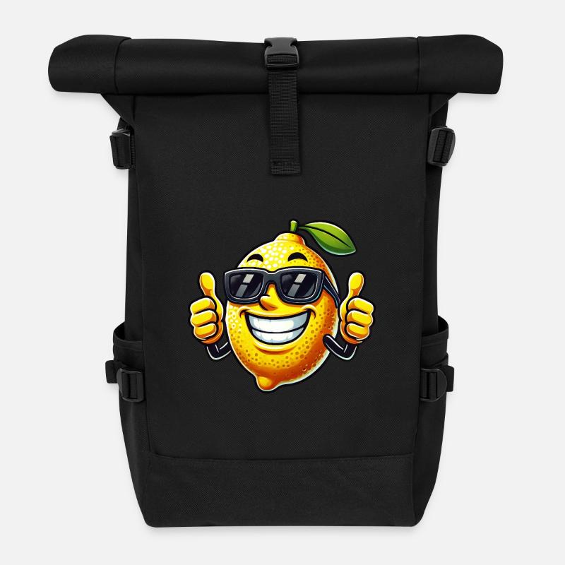 Coole Zitrone mit Sonnenbrille Daumen hoch - Rolltop Rucksack - Schwarz