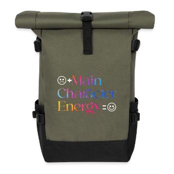 Main Character Energy smilie - Roll Top Backpack - olive/black - Front