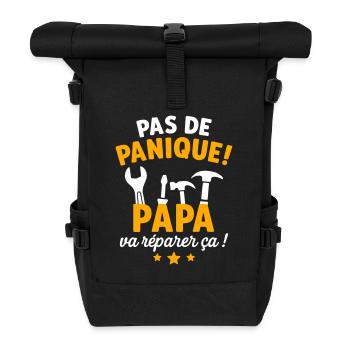 Pas de panique Papa va réparer ça cadeau père - Sac à dos roll top - noir - Devant