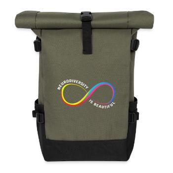 Autismus Gehirn Autist Asperger Neurodiversity - Rolltop Rucksack - Olive/Schwarz - Vorne