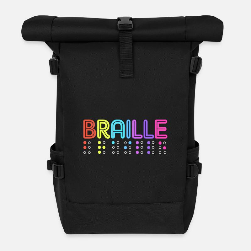Blindenschrift Braille Blind - Rolltop Rucksack - Schwarz