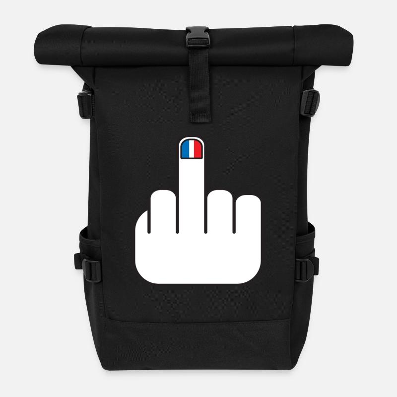 French manucure doigt d'honneur bleu blanc rouge - Sac à dos roll top - noir