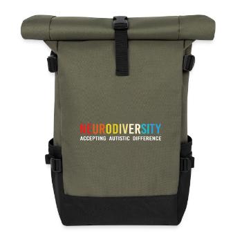 Neurodiversity Autismus Gehirn ADHS Asperger - Rolltop Rucksack - Olive/Schwarz - Vorne