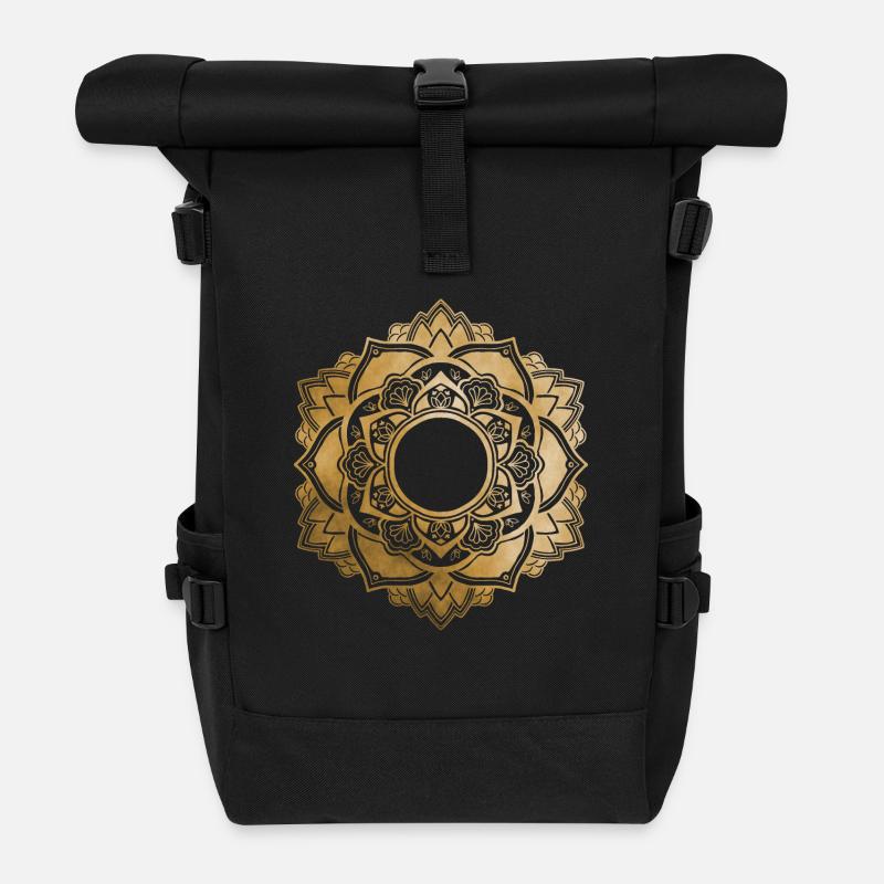 Mandala No.4 Gold - Rolltop Rucksack - Schwarz