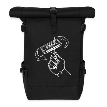80s Audiocasette Retro - Rolltop Rucksack - Schwarz - Vorne