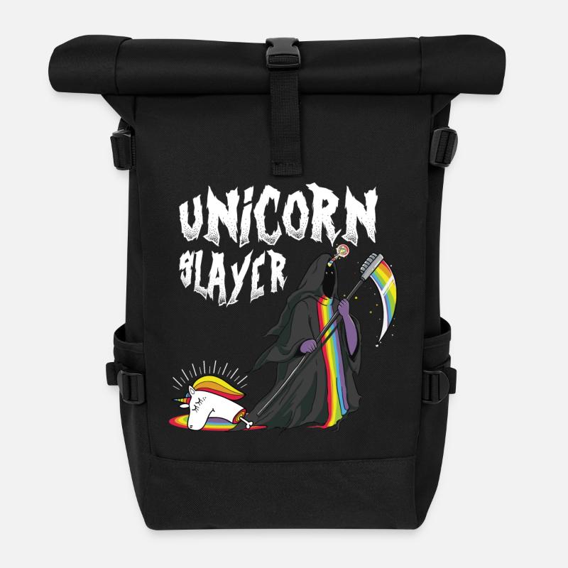 Einhorn Tod Sensenmann lustig Geschenk Weihnachten - Rolltop Rucksack - Schwarz