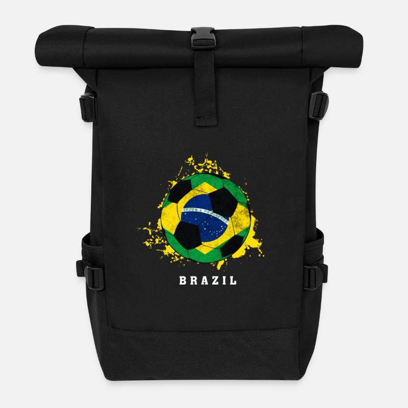 Brasilien - Fussball - Weltmeisterschaft - Rolltop Rucksack - Schwarz