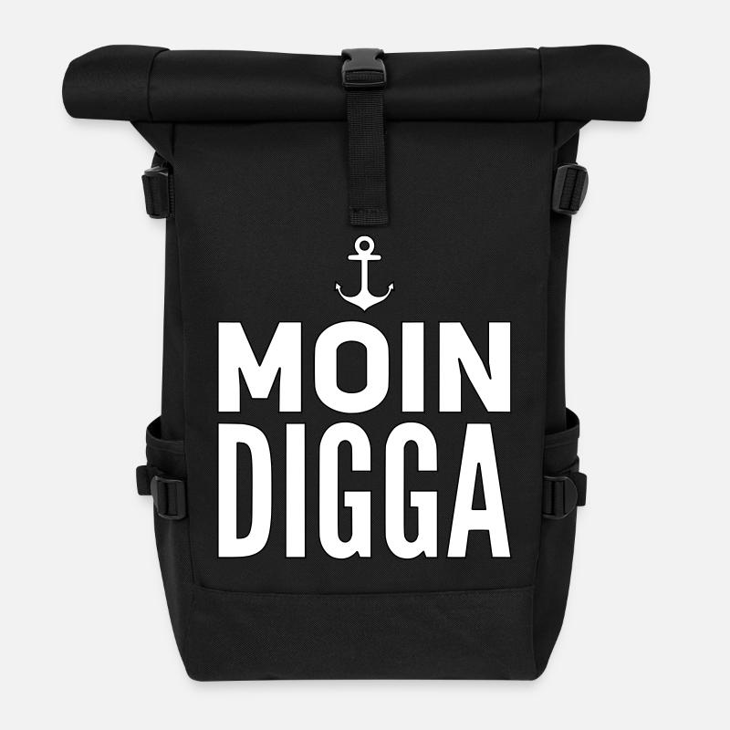 Moin Digga Hambourg - Sac à dos roll top - noir