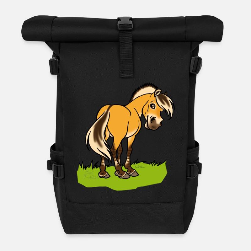 Freundliches Fjordpferd (Ohne Text) - Rolltop Rucksack - Schwarz