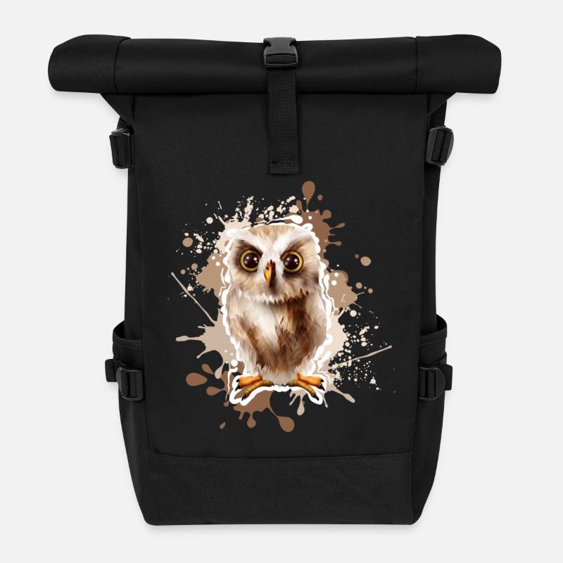 Eule - Rolltop Rucksack - Schwarz