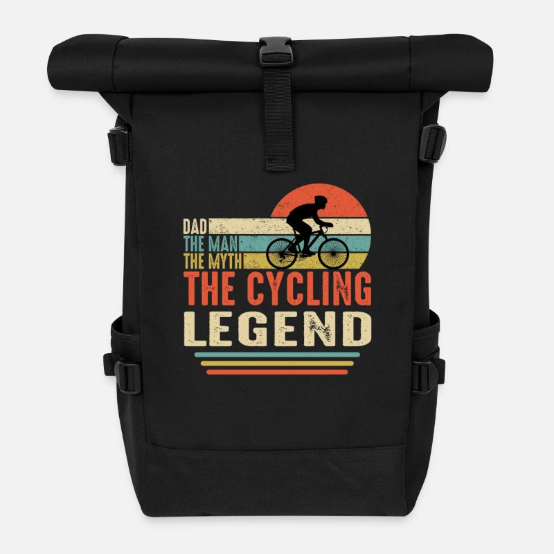 Bicycle Dad The Man The Myth The Cycling Legend - Roll Top Backpack - black