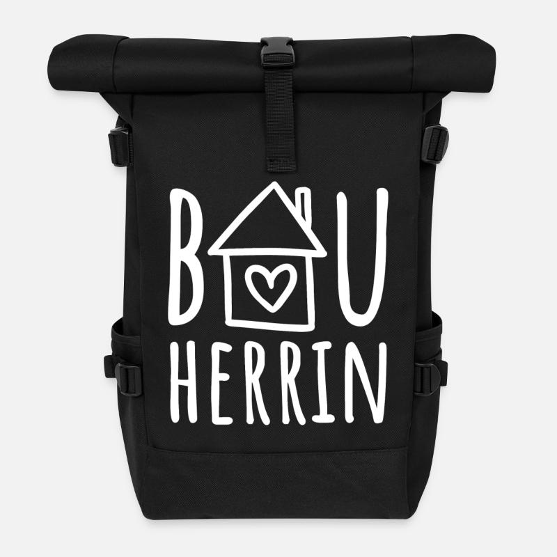 Bauherrin Haus bauen Baustelle Eigenheim Hausbau - Rolltop Rucksack - Schwarz
