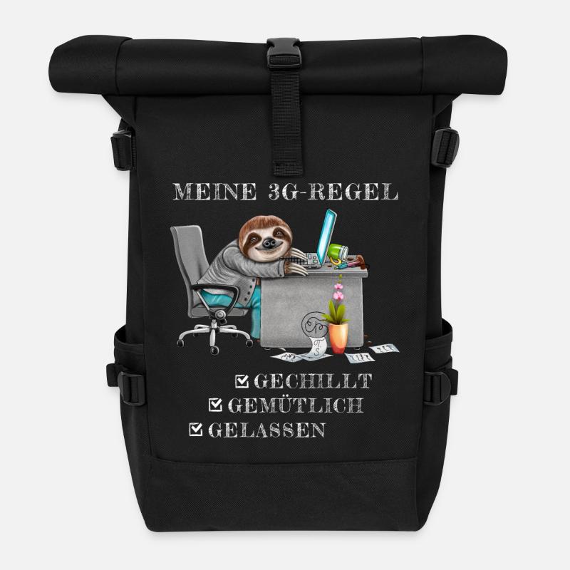 Faultier 3G Regel Bürohumor Geschenk Kollege - Rolltop Rucksack - Schwarz