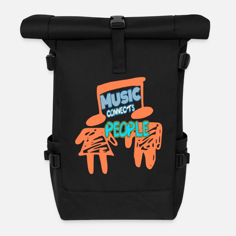 music copnnects people1 - Sac à dos roll top - noir