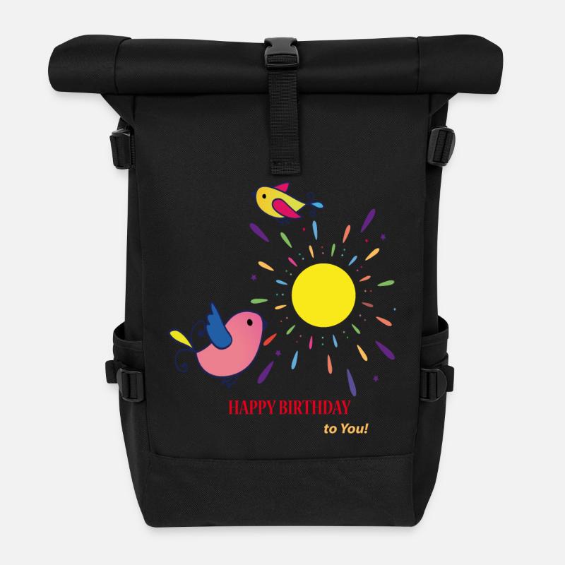 Happy Birthday Geburtstag - Rolltop Rucksack - Schwarz