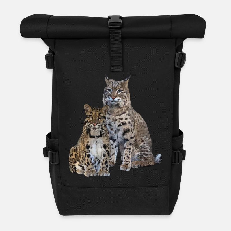 Nebelparder und Luchs - Rolltop Rucksack - Schwarz