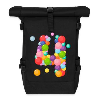 4 years, 4 years, I am 4 years old, birthday 4 years - Roll Top Backpack - black - Front