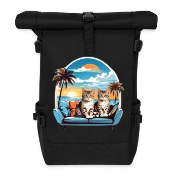 Katzen am Meer - Rolltop Rucksack - Schwarz - Vorne