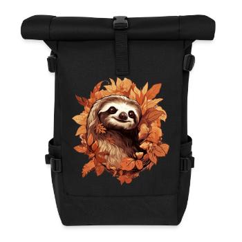 Faultier Herbst bunte Blätter herbstlich - Rolltop Rucksack - Schwarz - Vorne