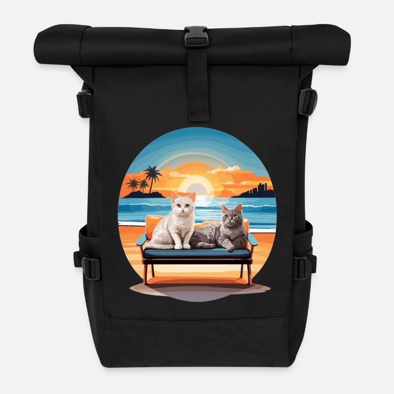 Chats sur le canapé - Sac à dos roll top - noir