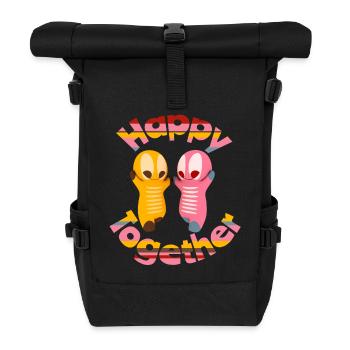 Niedliche Kawaiifiguren - Rolltop Rucksack - Schwarz - Vorne