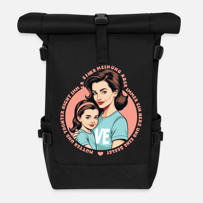 Mutter und Tochter - Rolltop Rucksack - Schwarz