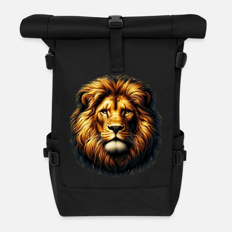 Lion - Sac à dos roll top - noir