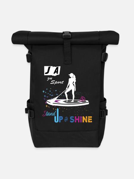 JA zu Sport & SUP 🏄♀️ STANDUP and SHINE - Rolltop Rucksack - Schwarz
